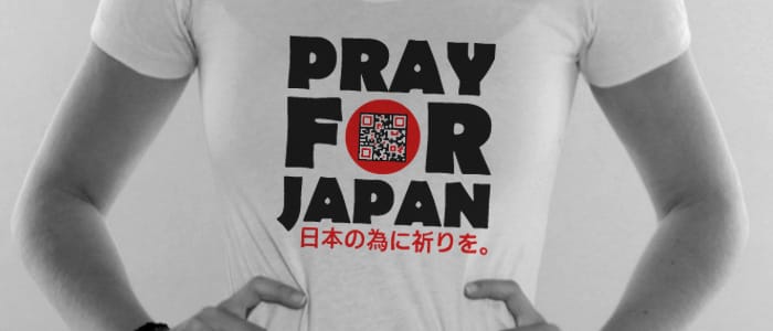 Ace Burpee's QR Code Pray for Japan Red Cross T-shirt Ace Burpee's QR Code Pray for Japan Red Cross T-shirt